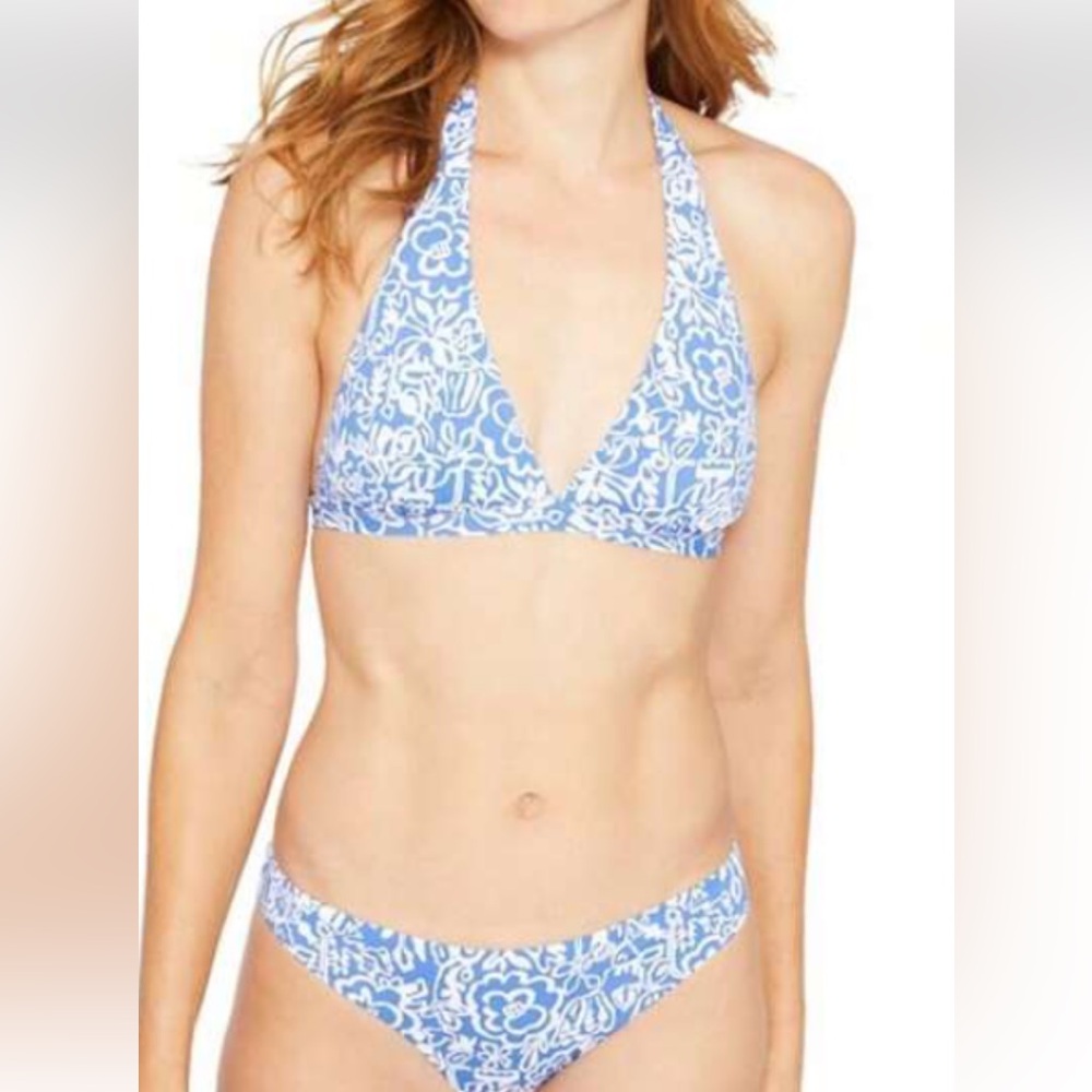 J. McLaughlin Blue and White Floral Halter Bikini